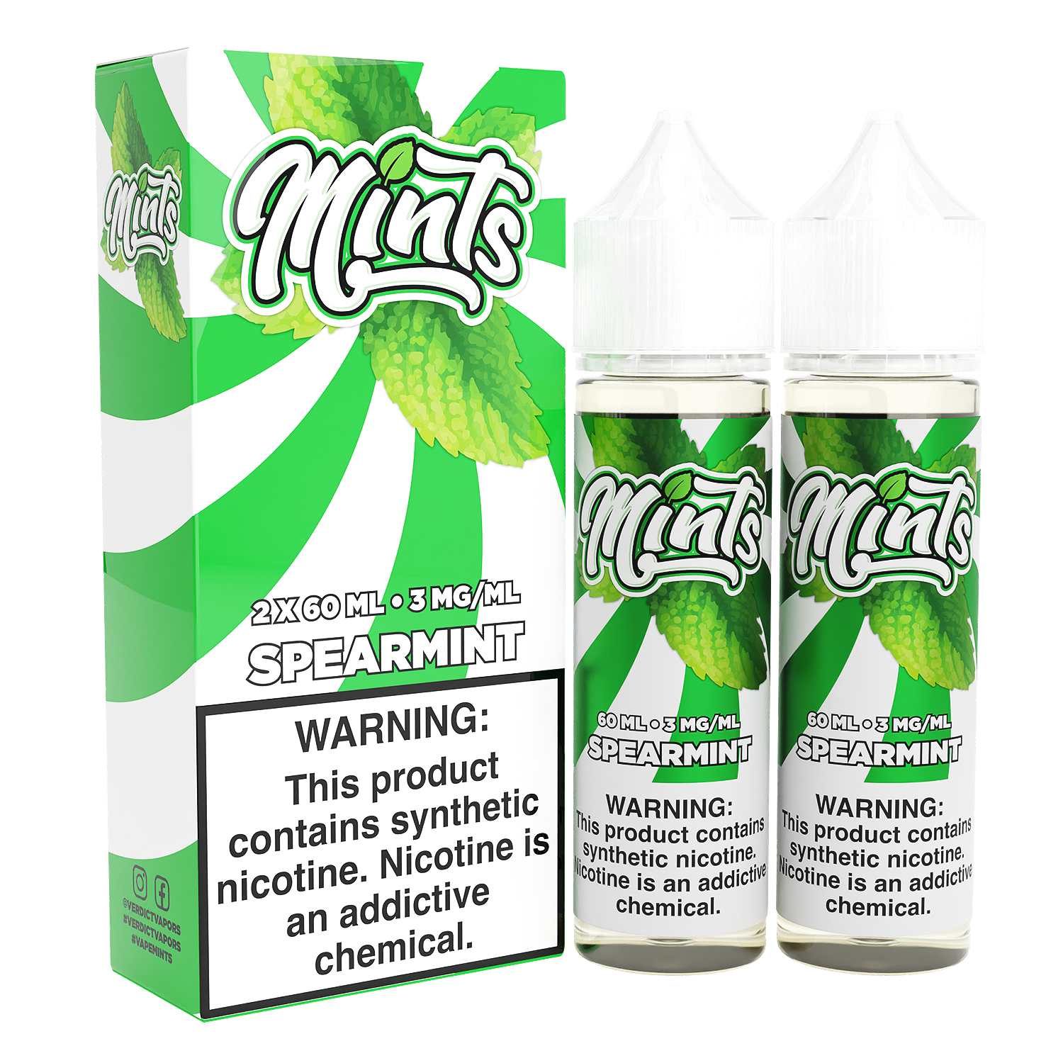 Spearmint by Mints Series 2x 60mL 3mg bottle with packaging