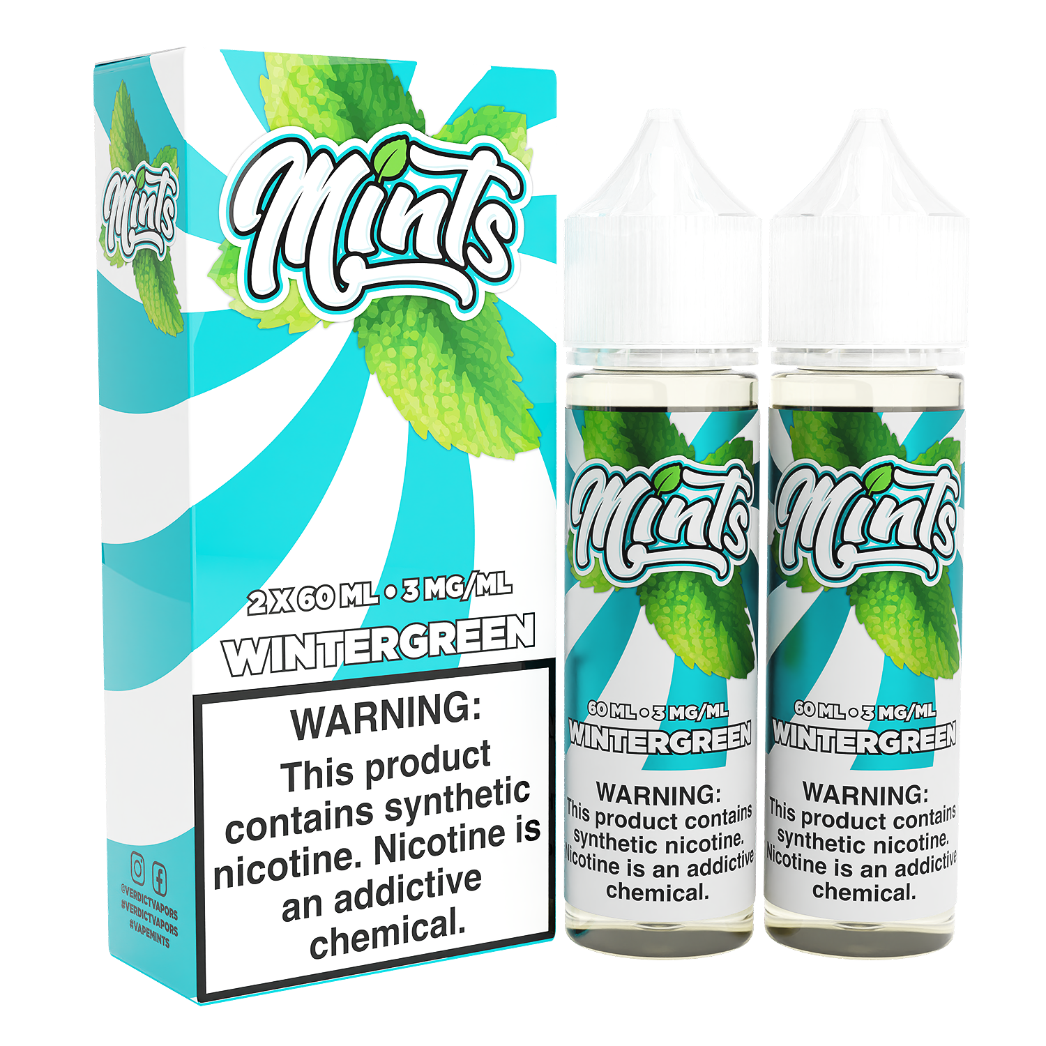 Wintergreen by Mints Series 2x 60mL 3mg bottle with packaging