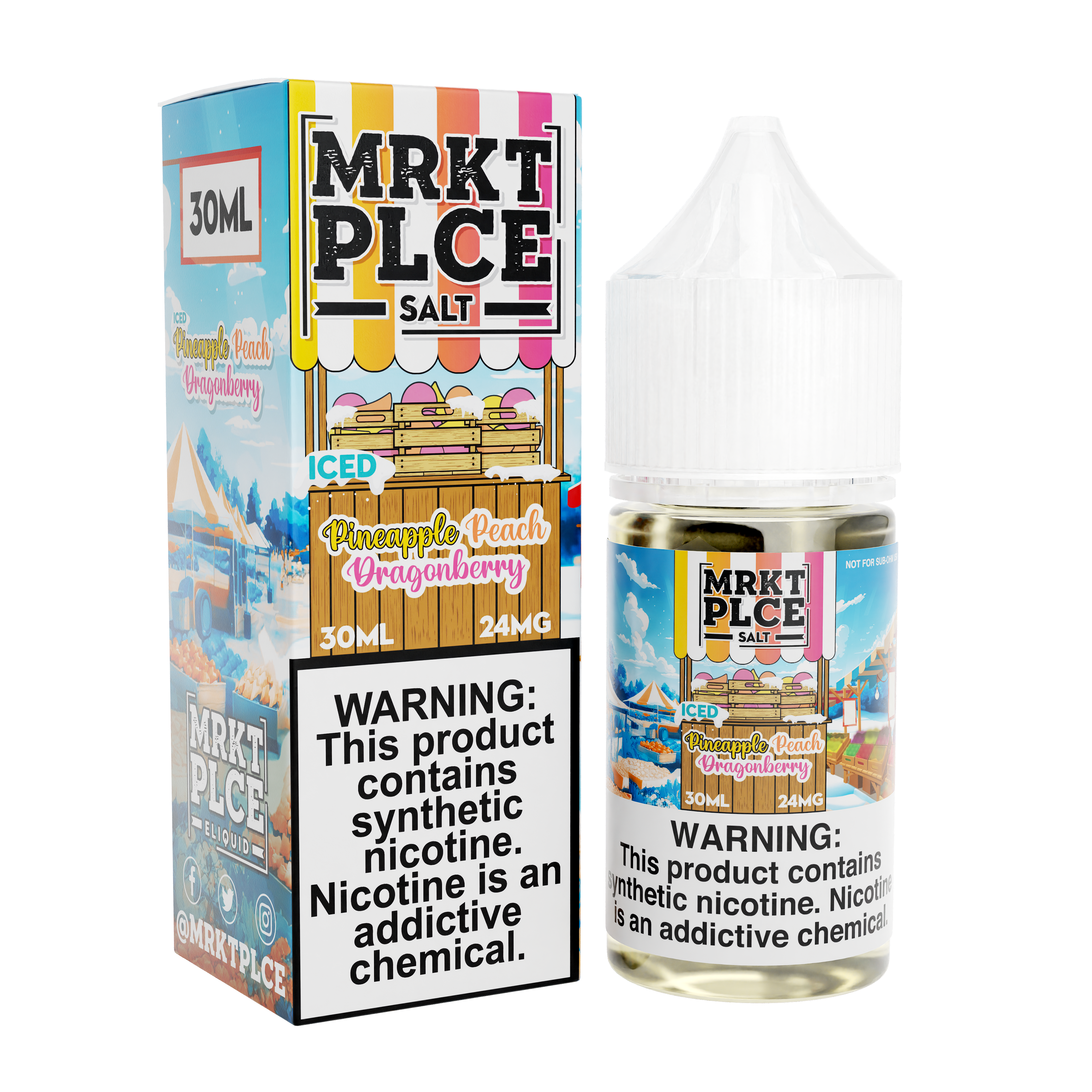 Iced Pineapple Peach Dragonberry by MRKT PLCE Salts 30mL with Packaging