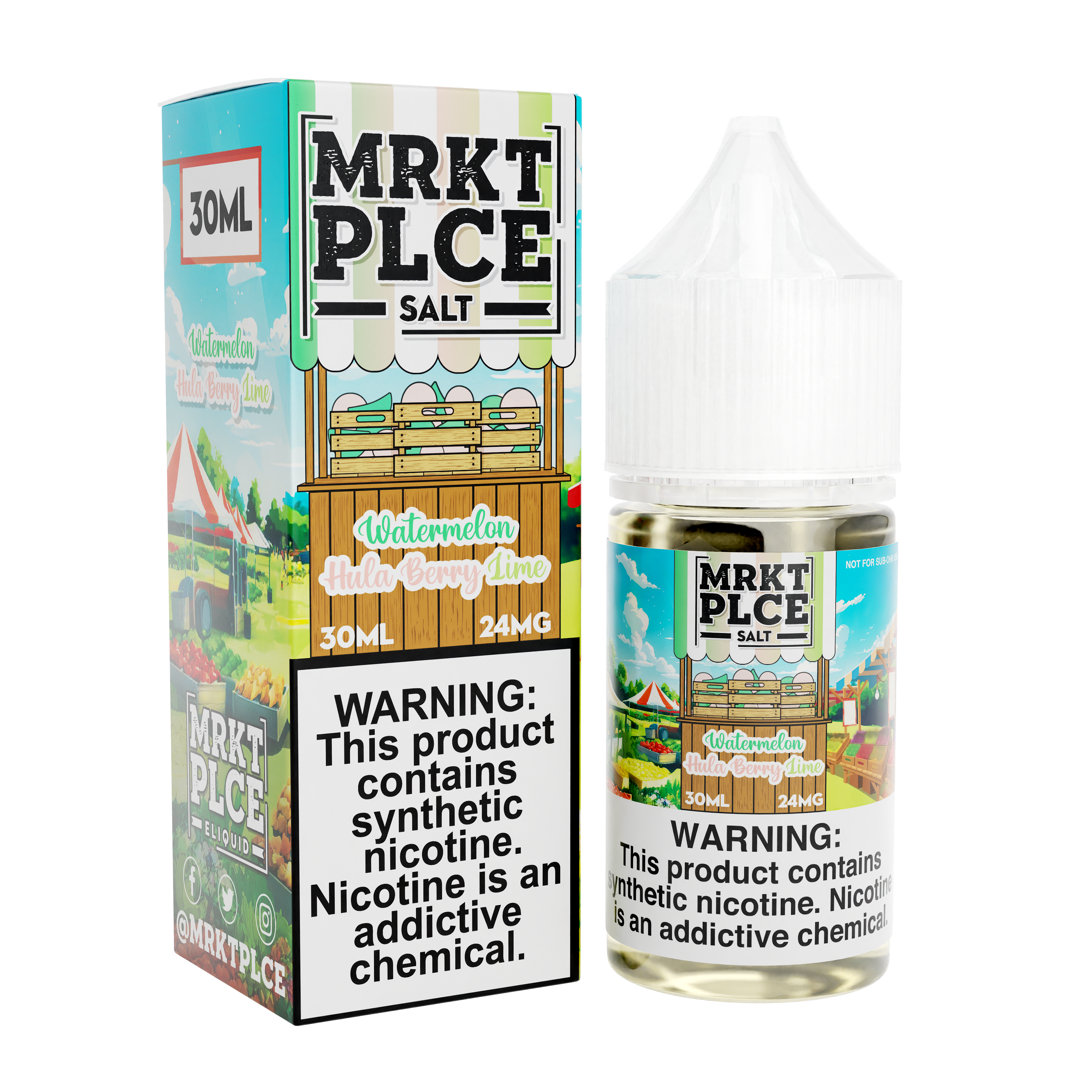 Watermelon Hulaberry Lime by MRKT PLCE Salts 30mL with Packaging