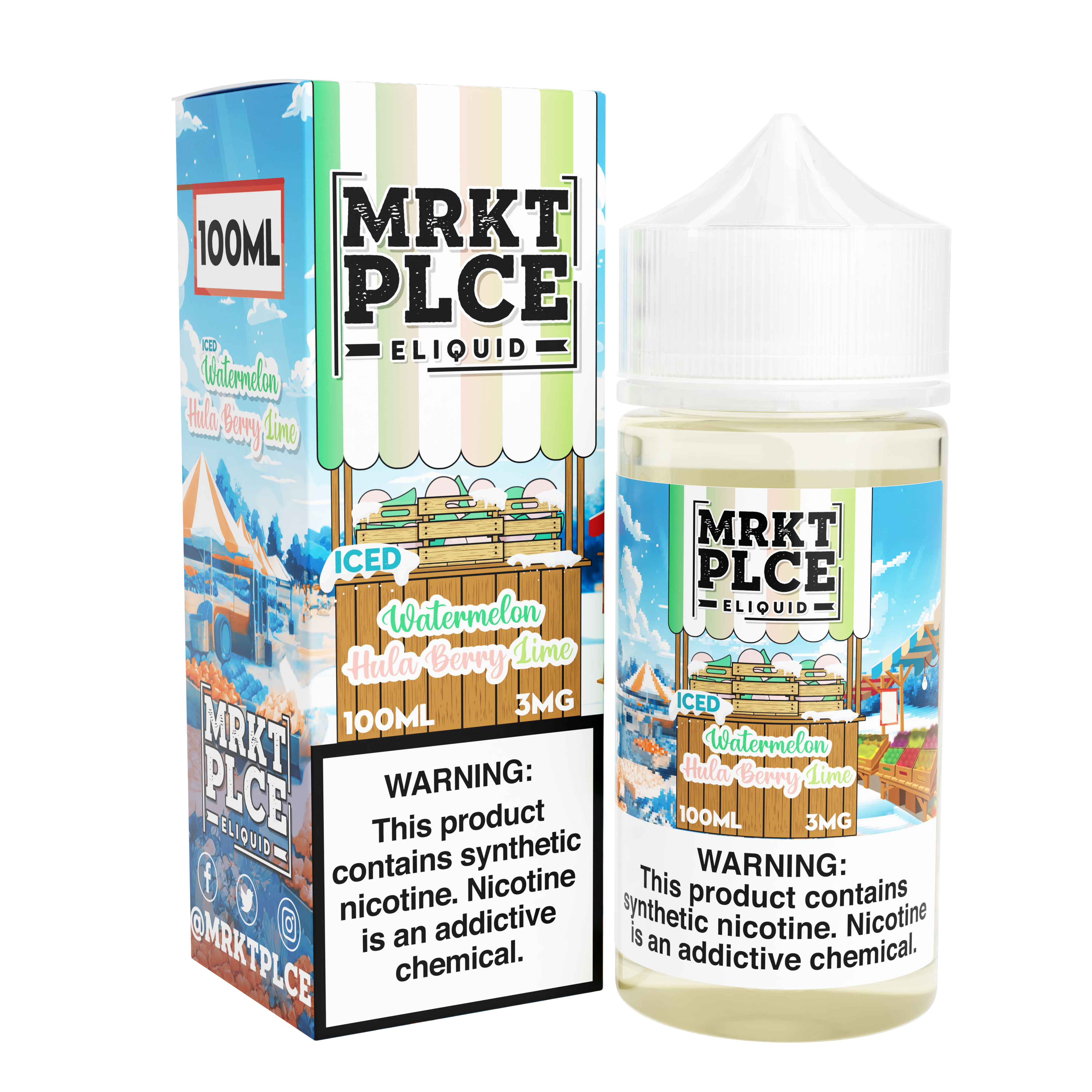 Iced Watermelon Hula Berry Lime by MRKT PLCE Series 100mL with Packaging