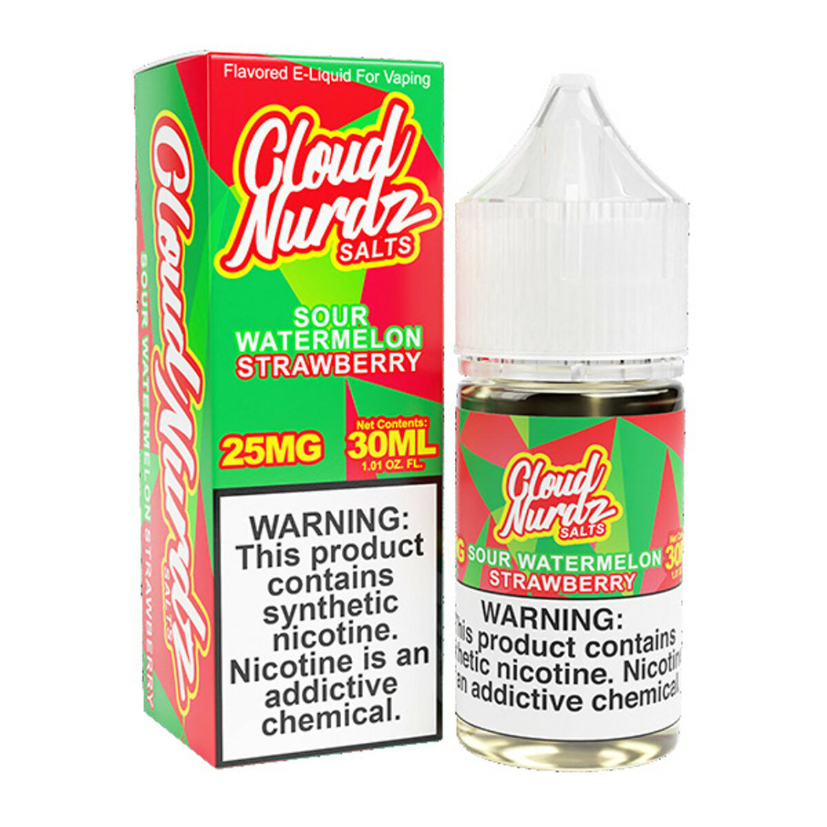 Sour Watermelon Strawberry by Cloud Nurdz TFN Salts 30mL with Packaging