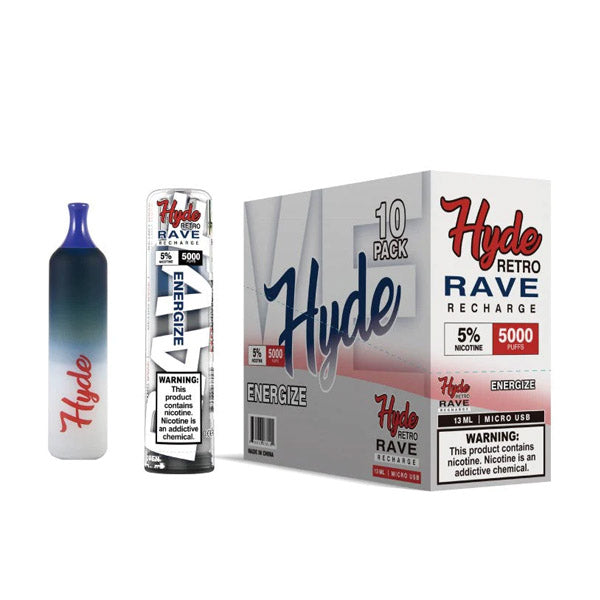 Hyde Retro RAVE Disposable | 5000 Puffs | 12mL Energize with Packaging