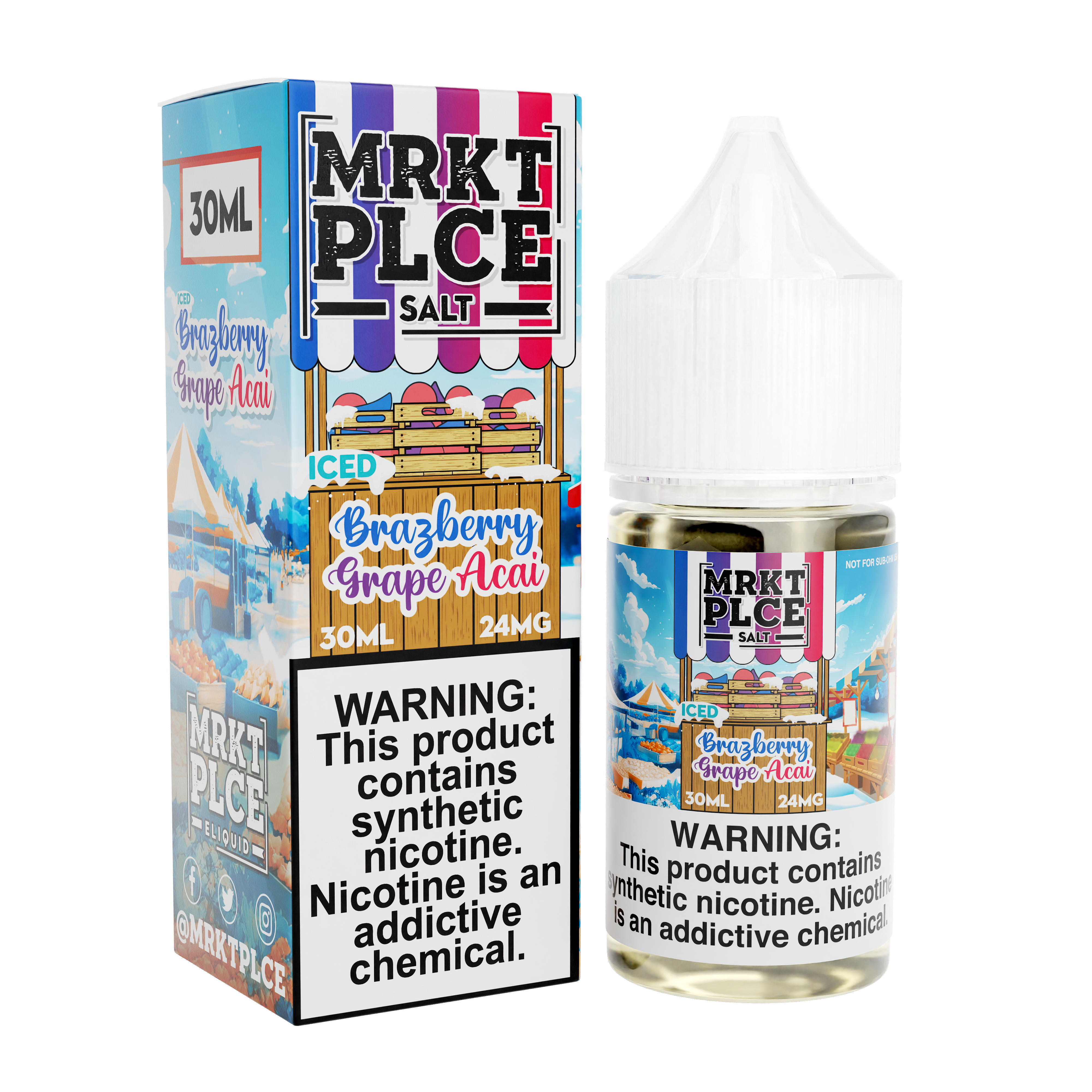 Iced Brazberry Grape Acai by MRKT PLCE Salts 30mL with Packaging