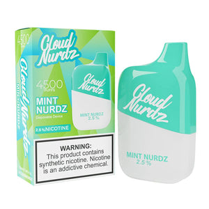 Cloud Nurdz Disposable | 4500 Puffs | 12ml Mint Nurdz 2.5% with Packaging