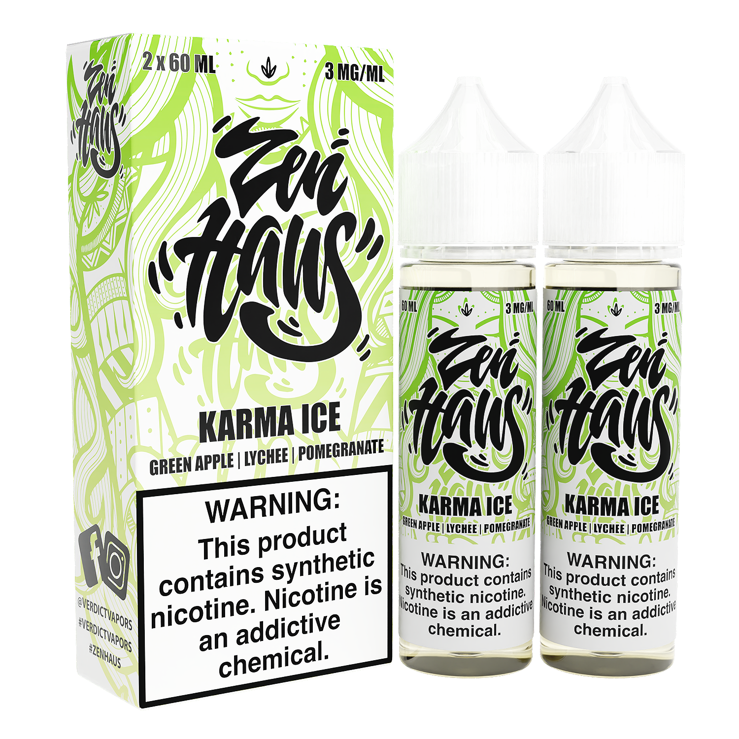 Karma ICE by ZEN HAUS E-Liquid 2X 60ml 3mg bottle with Packaging