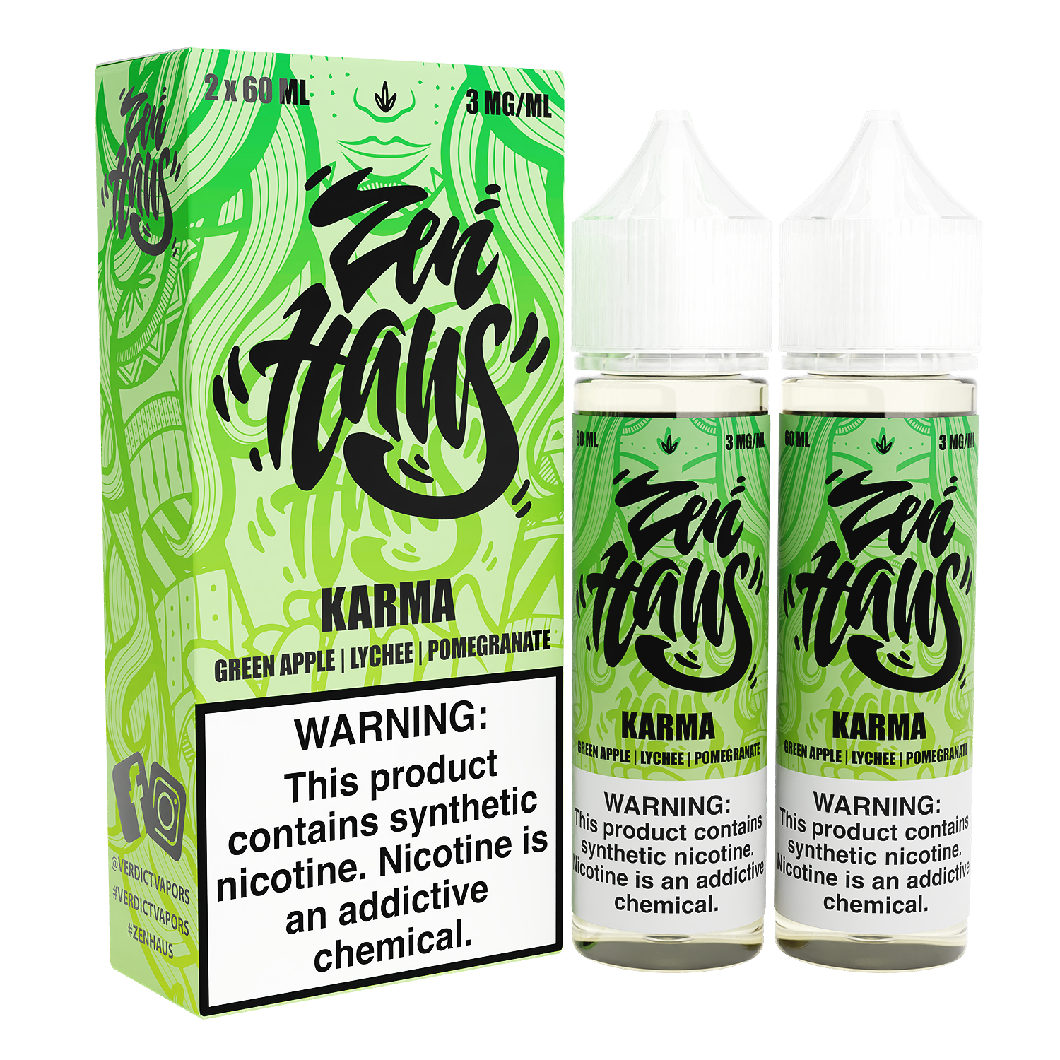 Zen Haus - Karma by Verdict – Revamped Series | 2x60mL White Lid with Packaging