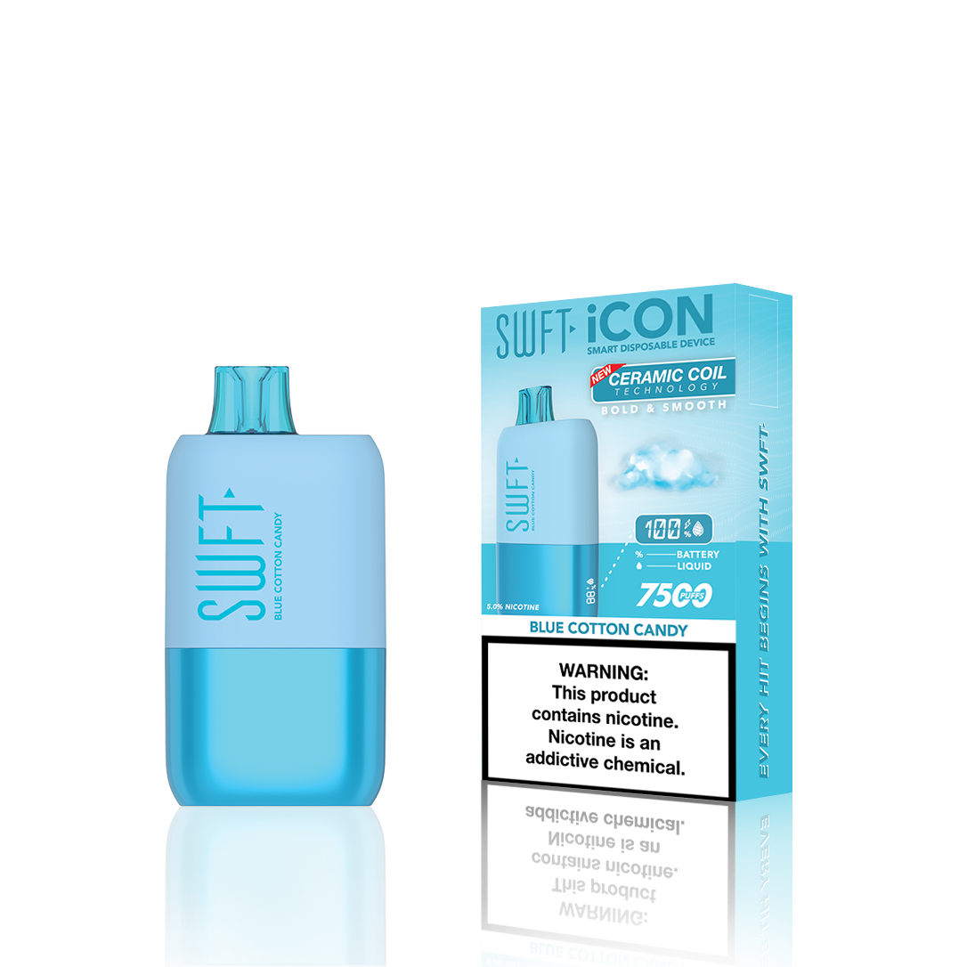 SWFT Icon Disposable | 7500 Puffs | 17mL | 5% Blue Cotton Candy with Packaging