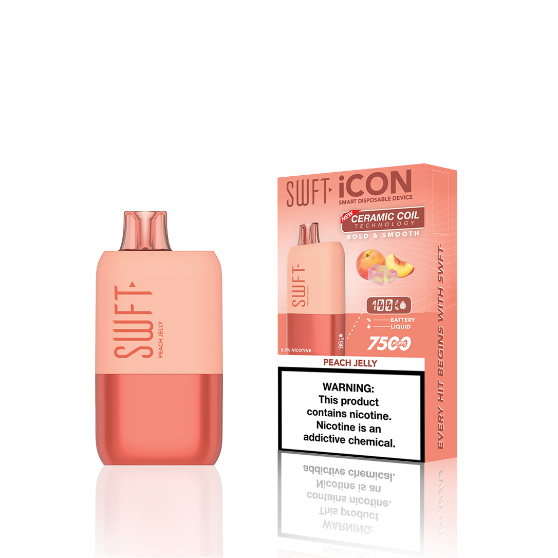 SWFT Icon Disposable | 7500 Puffs | 17mL | 5% Peach Jelly with Packaging