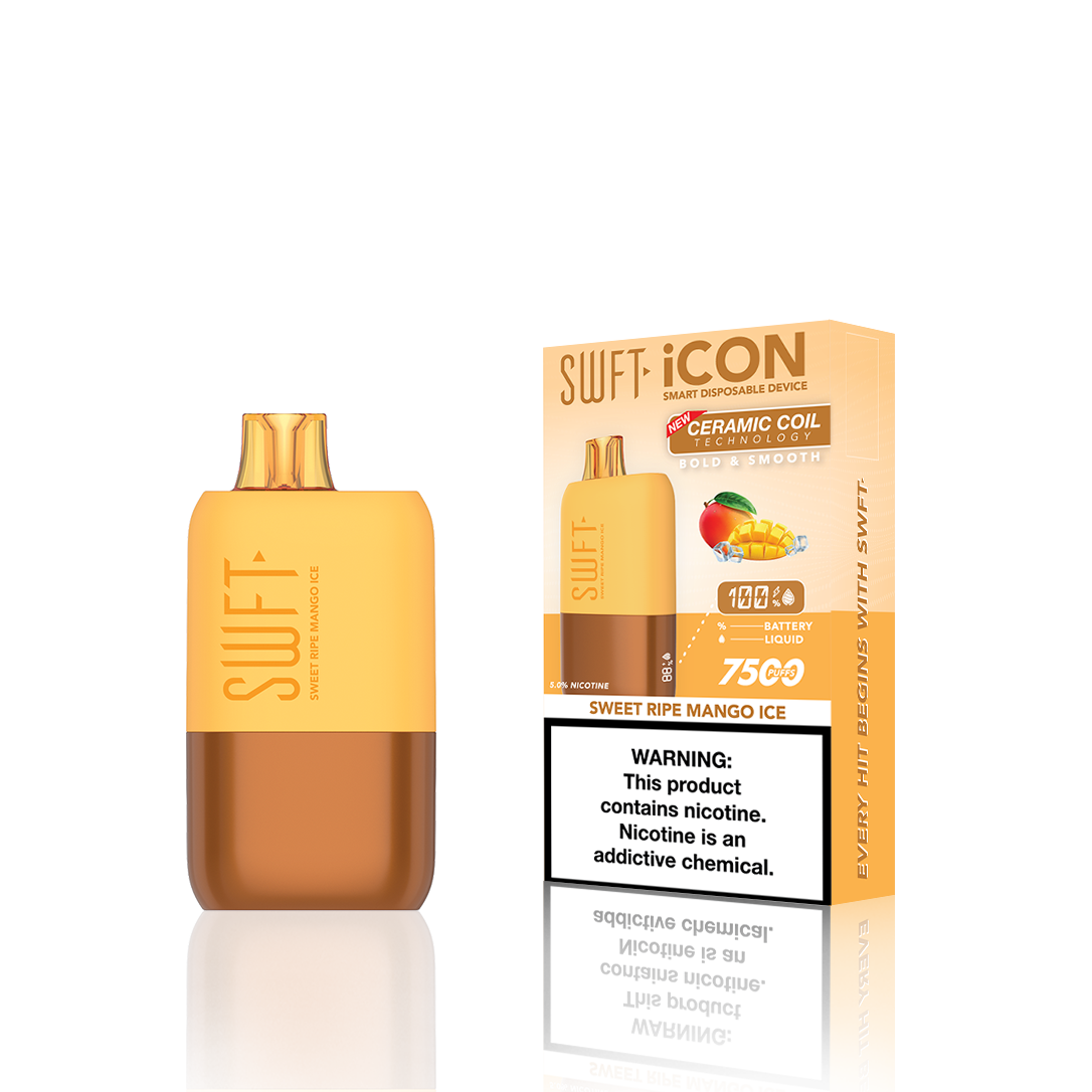 SWFT Icon Disposable | 7500 Puffs | 17mL | 5% Sweet Ripe Mango Ice with Packaging