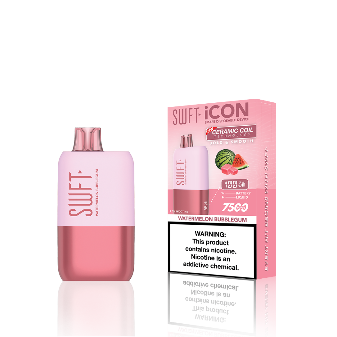 SWFT Icon Disposable | 7500 Puffs | 17mL | 5% Watermelon Bubblegum with Packaging 