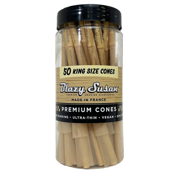 Blazy Susan Unbleached King Size Cones (50ct Jar) Unbleached