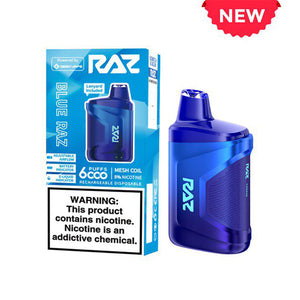 RAZ CA6000 6000 Puffs 10mL 50mg Disposable Blue Razz with packaging
