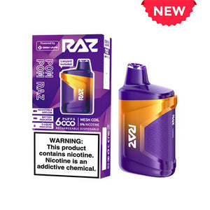 RAZ CA6000 6000 Puffs 10mL 50mg Disposable Pom Pom Raz with packaging