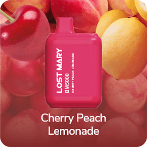 Lost Mary BM5000 5000 Puff 14mL 30mg Cherry Peach Lemonade with Background