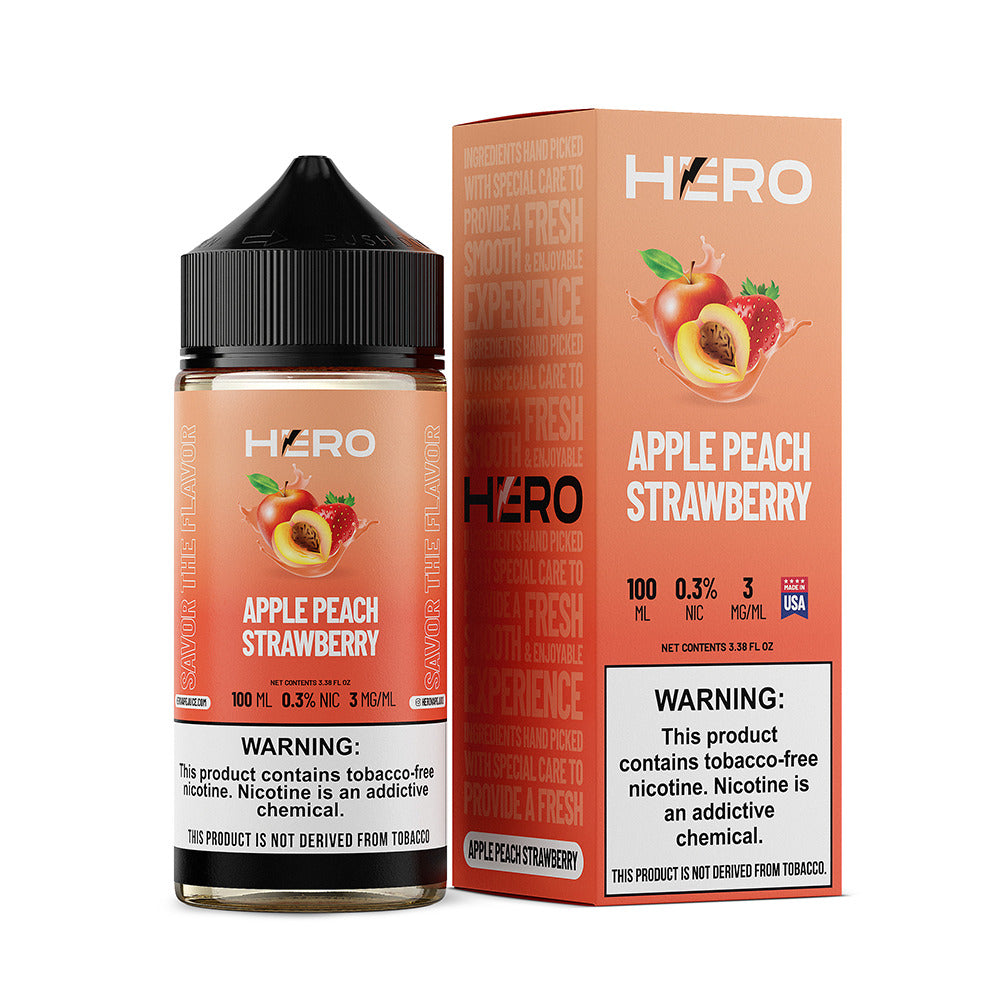 Apple Peach Strawberry by Hero E-Liquid 100mL (Freebase) with packaging