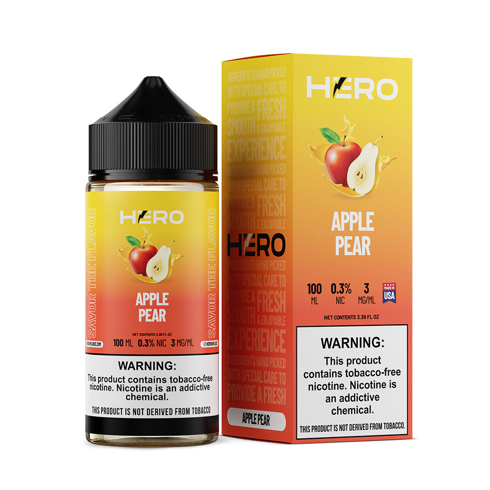 Apple Pear by Hero E-Liquid 100mL (Freebase) with packaging