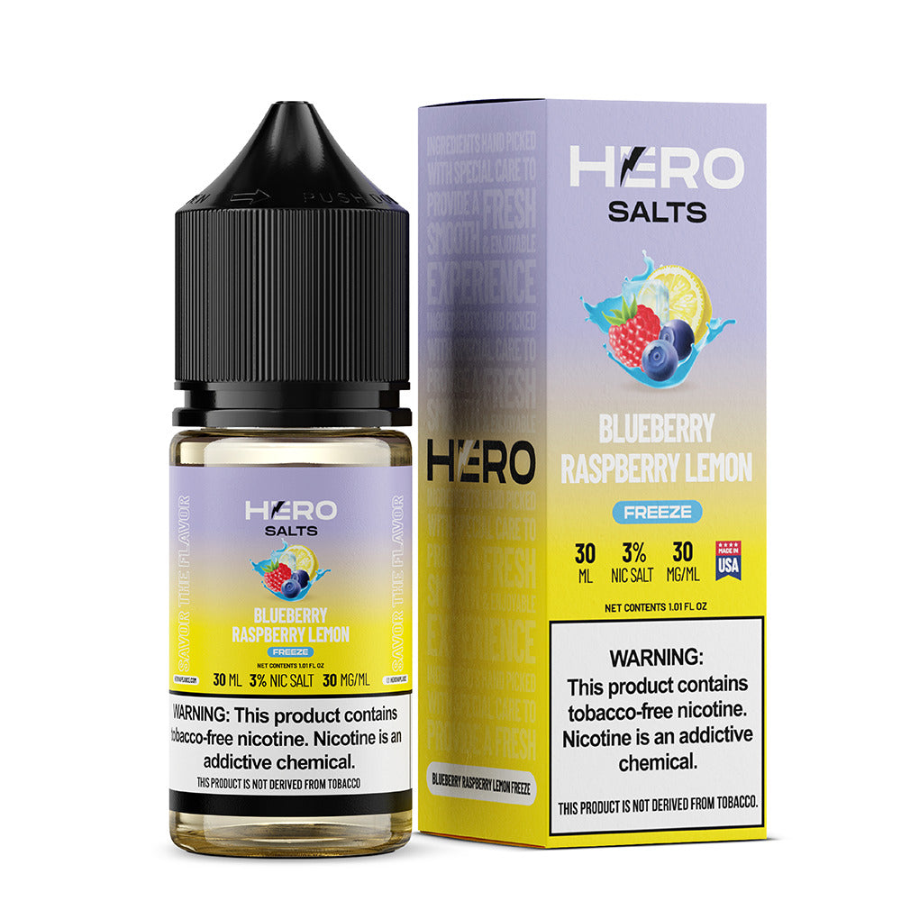 Blueberry Raspberry Lemon Freeze by Hero E-Liquid 30mL (Salts) with packaging