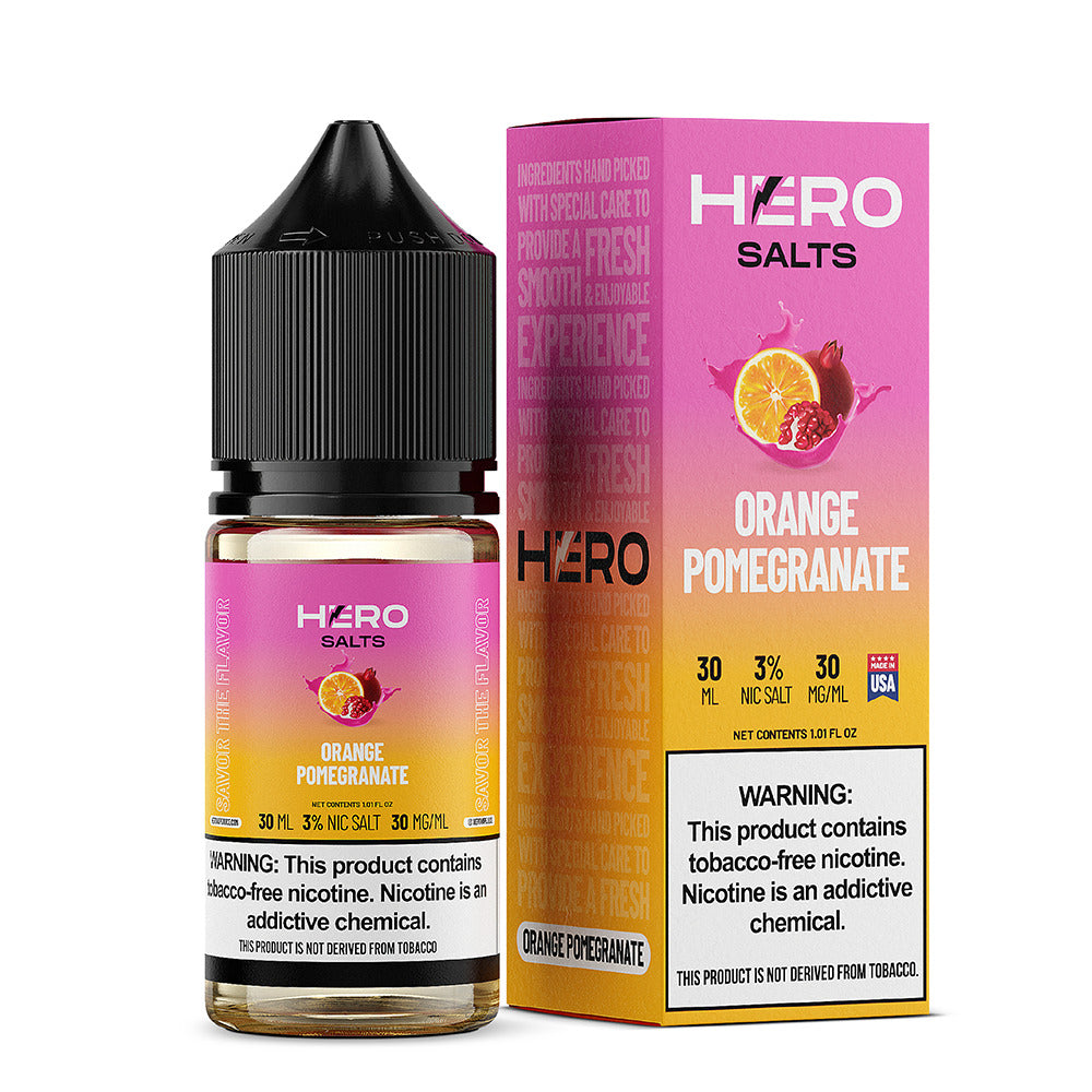 Orange Pomegranate by Hero E-Liquid 30mL (Salts) with packaging