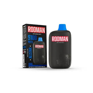 Aloha Sun Rodman 9100 Puffs 16mL 50mg Disposable Allstar (Blue Razz Ice) with packaging
