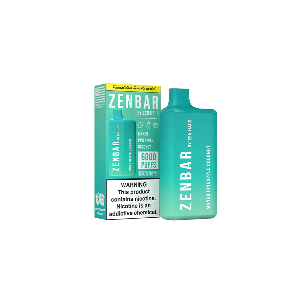 Zen Bar Disposable 6000 Puffs 13mL 50mg  Serenity – Mango | Pineapple | Coconut