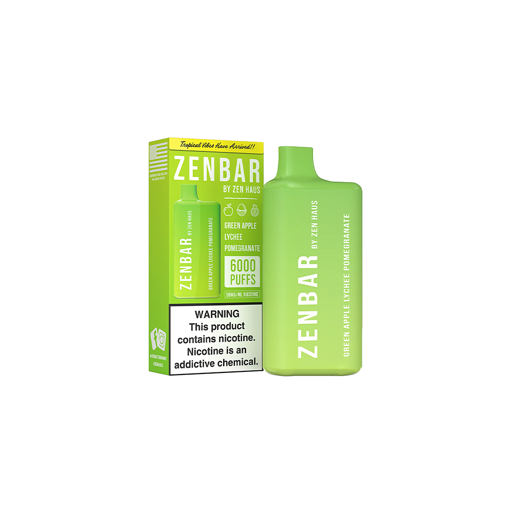 Zen Bar Disposable 6000 Puffs 13mL 50mg Karma – Green Apple | Lychee | Pomegranate