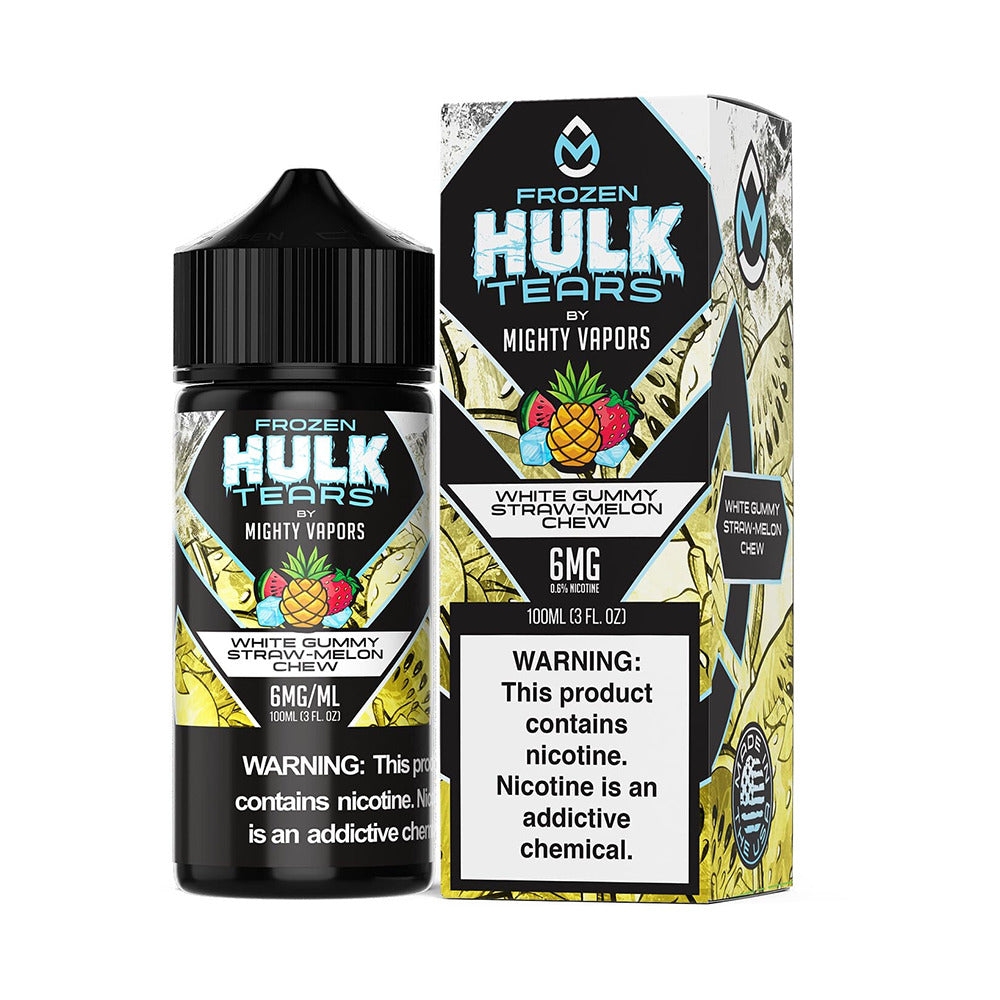 White Gummy by Mighty Vapors Hulk Tears E-Juice 100mL (Freebase) with packaging