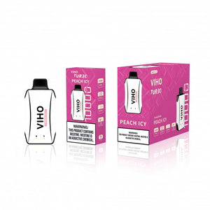 Viho Turbo 10000 Puffs (17mL) 50mg Disposable Peach Icy with packaging