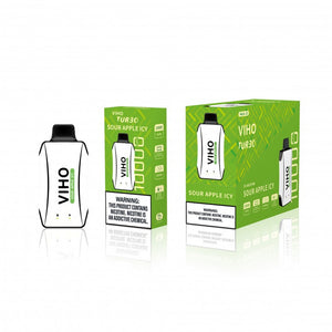 Viho Turbo 10000 Puffs (17mL) 50mg Disposable Sour Apple Icy with packaging