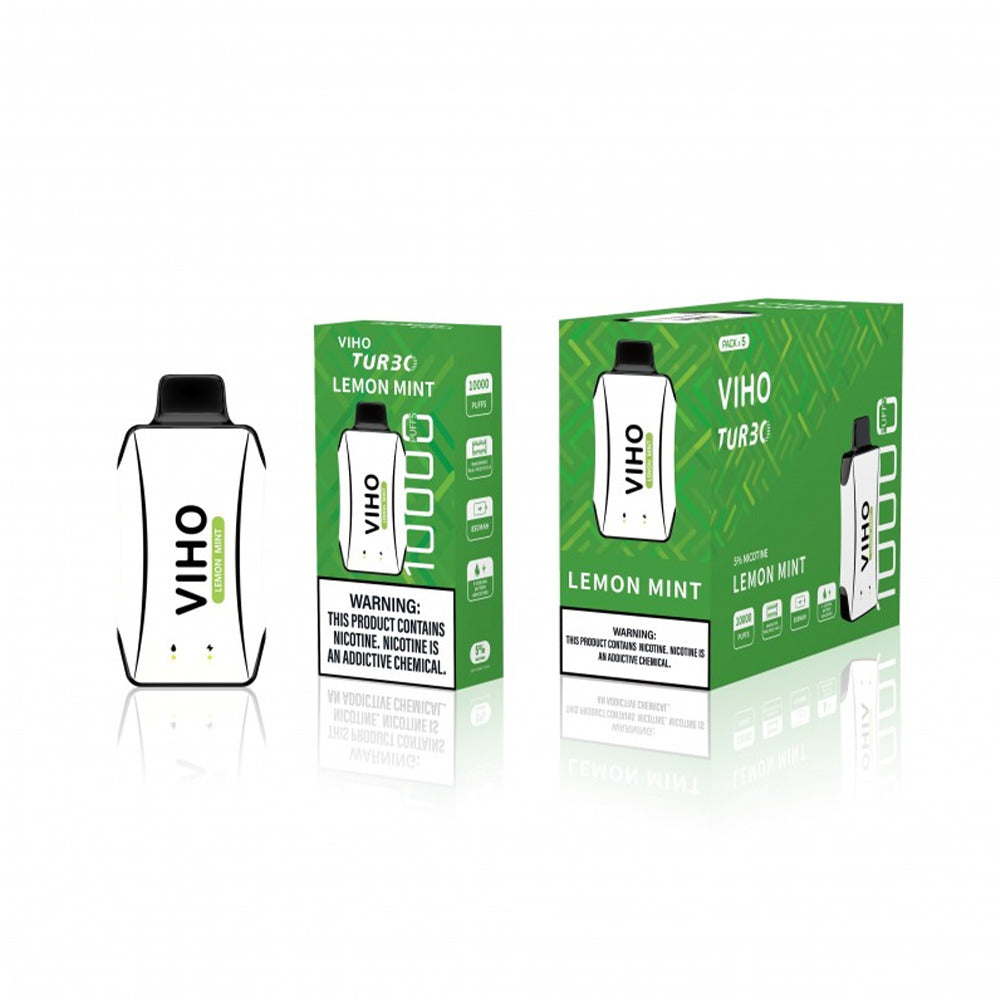 Viho Turbo 10000 Puffs (17mL) 50mg Disposable Lemon Mint with packaging