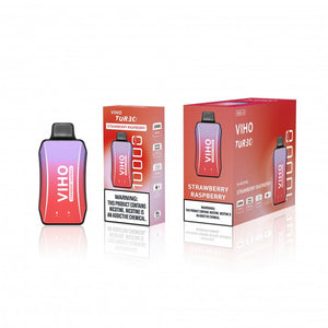 Viho Turbo 10000 Puffs (17mL) 50mg Disposable Strawberry Raspberry with packaging