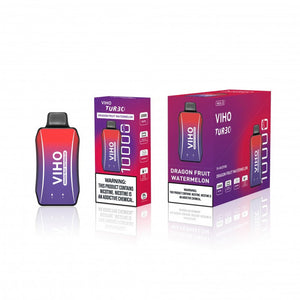 Viho Turbo 10000 Puffs (17mL) 50mg Disposable Dragon Fruit Watermelon with packaging