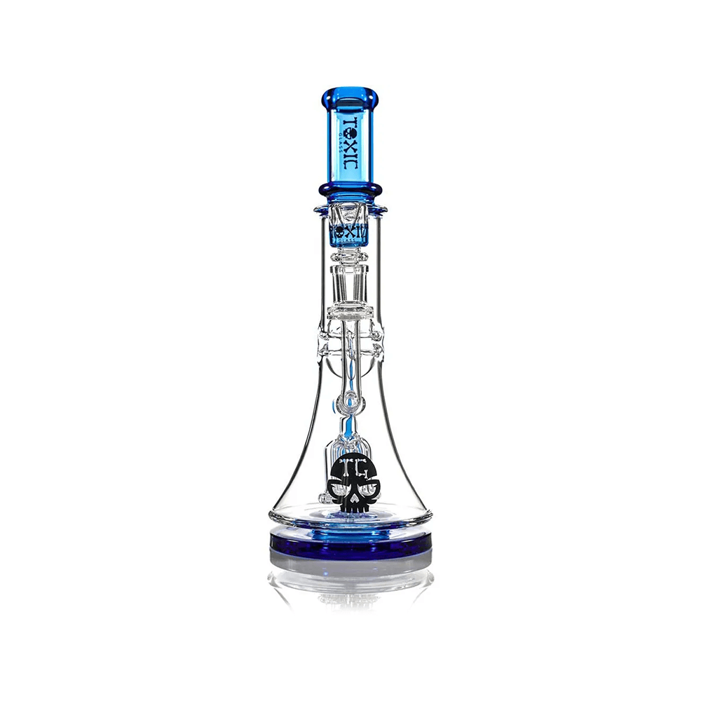 MKGlass TX40 Toxic Squid Perc Recycler Beaker Water Pipe Side View Blue