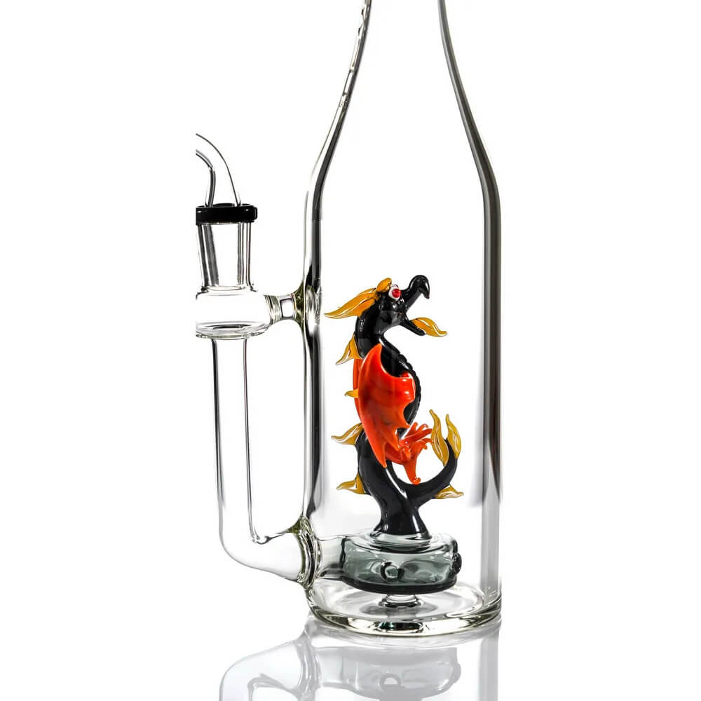 MKGlass TX42 Toxic Dragon Bottle Rig 10″ Water Pipe Black Back view