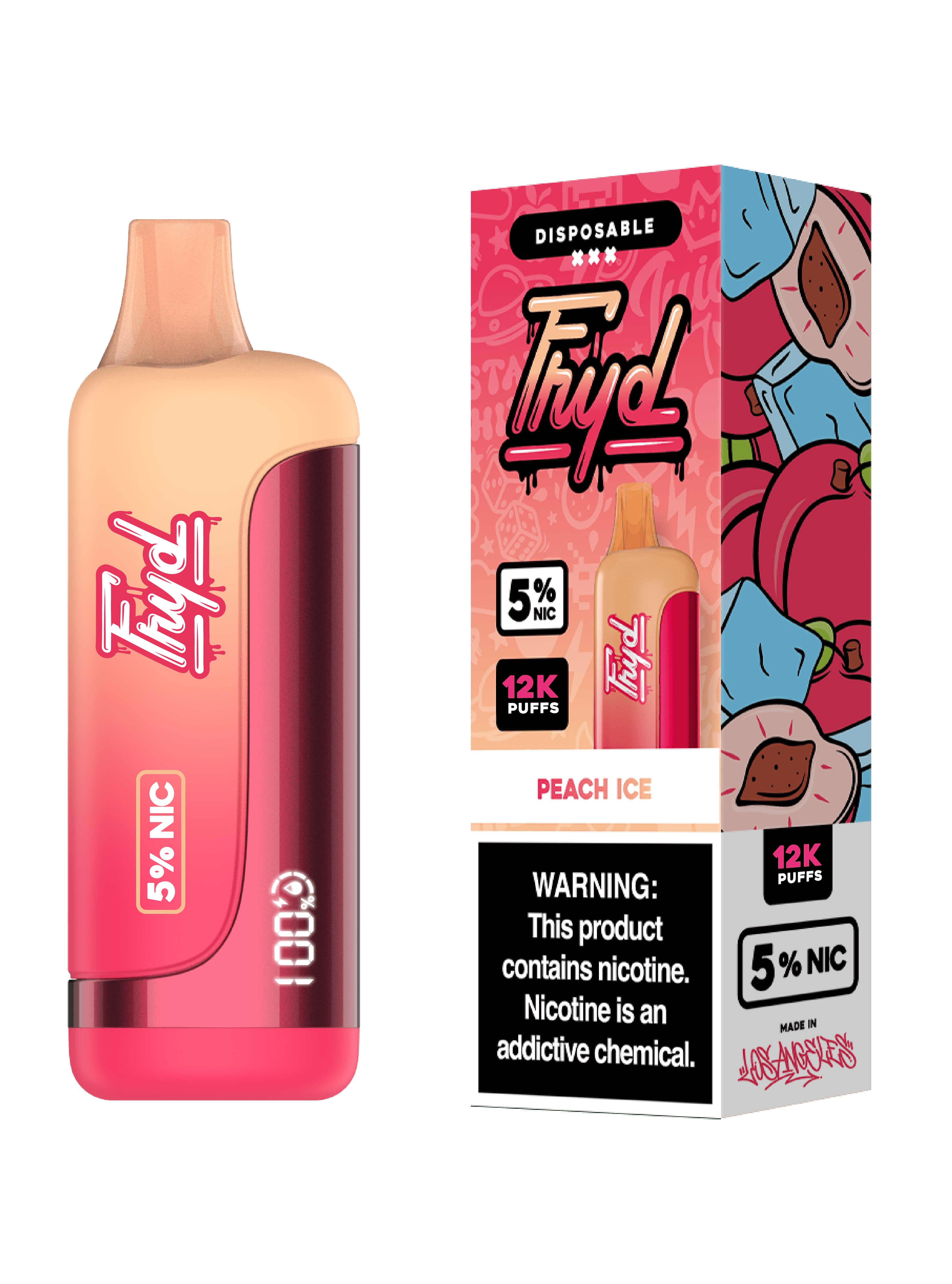 FRYD Disposable 12,0000 Puffs (17mL) 50mg Peach Ice