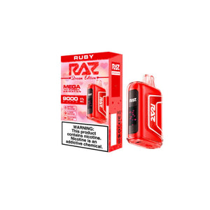 RAZ TN9000 9000 Puffs 12mL 50mg Disposable Ruby (Cherry Strawberry Raspberry) with packaging