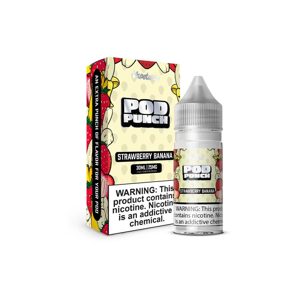 Strawberry Banana | Vapetasia Pod Punch Salts | 30mL 25mg bottle with packaging