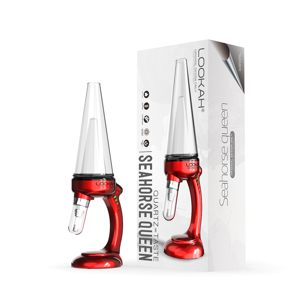 Lookah Seahorse Queen E-Dab Rig Red with packaging