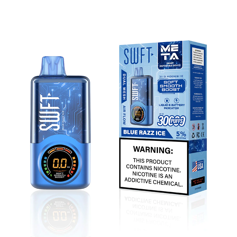 SWFT Meta Disposable Blue Razz Ice with packaging