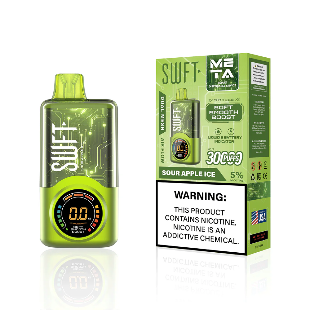 SWFT Meta Disposable Sour Apple Ice with packaging