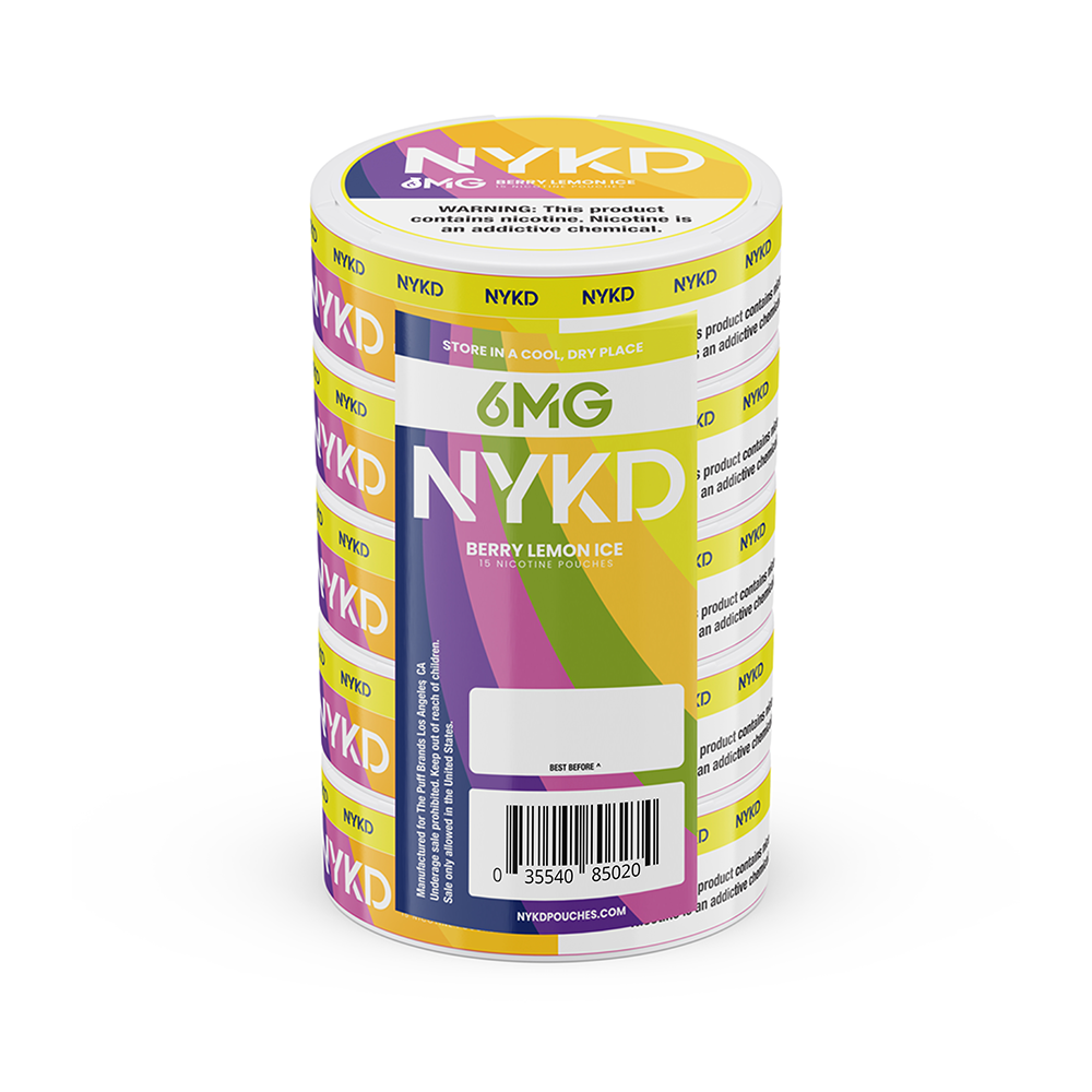 NYKD Nicotine Pouch 3-12mg x20 Pouch (5 Pack) Berry Lemon Ice 6mg