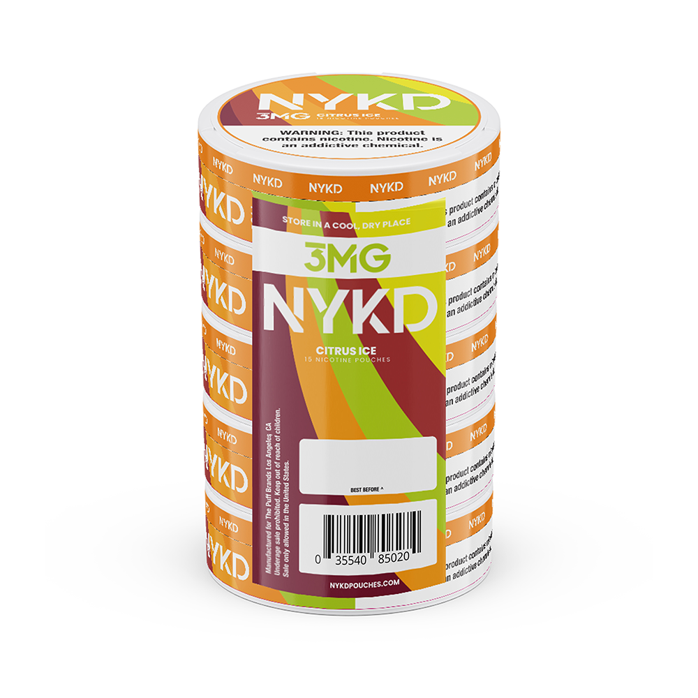 NYKD Nicotine Pouch 3-12mg x20 Pouch (5 Pack) Citrus Ice 3mg