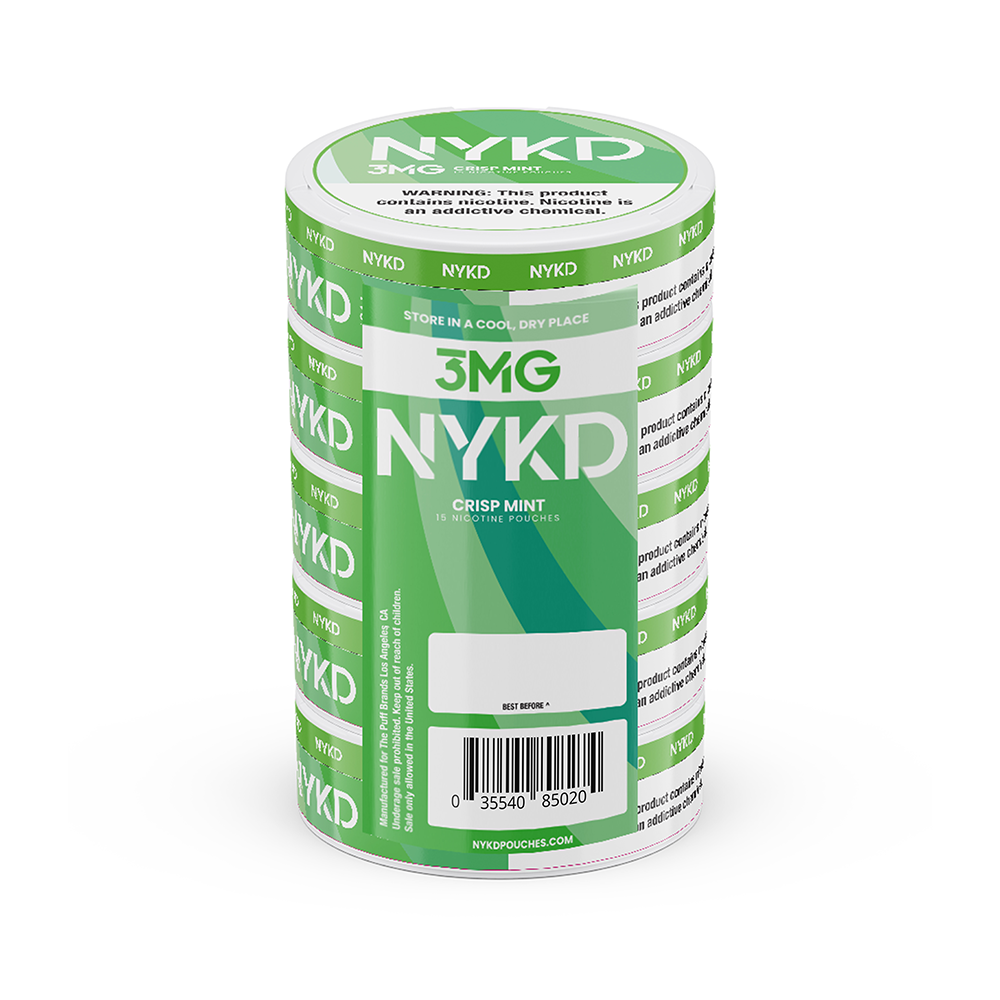 NYKD Nicotine Pouch 3-12mg x20 Pouch (5 Pack) Crisp Mint 3mg