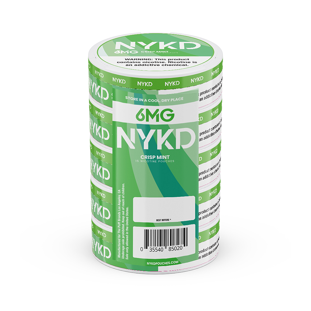 NYKD Nicotine Pouch 3-12mg x20 Pouch (5 Pack) Crisp Mint 6mg