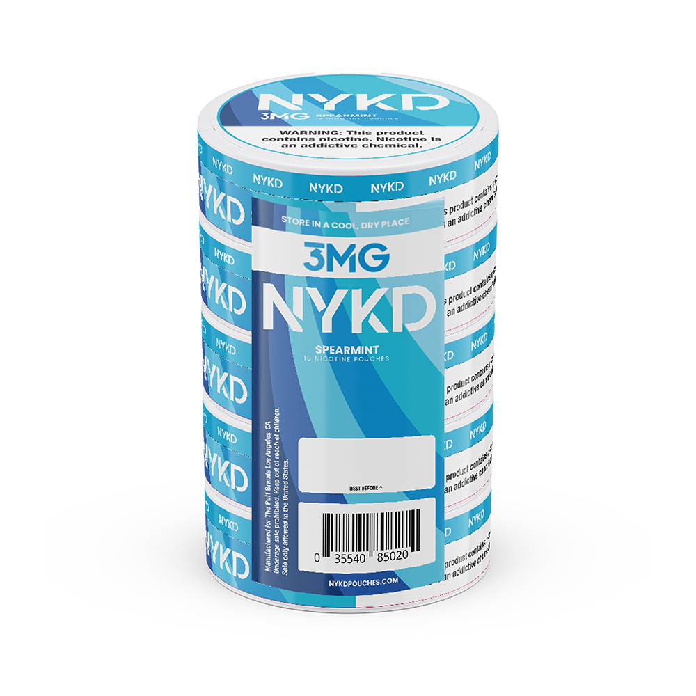 NYKD Nicotine Pouch 3-12mg x20 Pouch (5 Pack) Spearmint 3mg