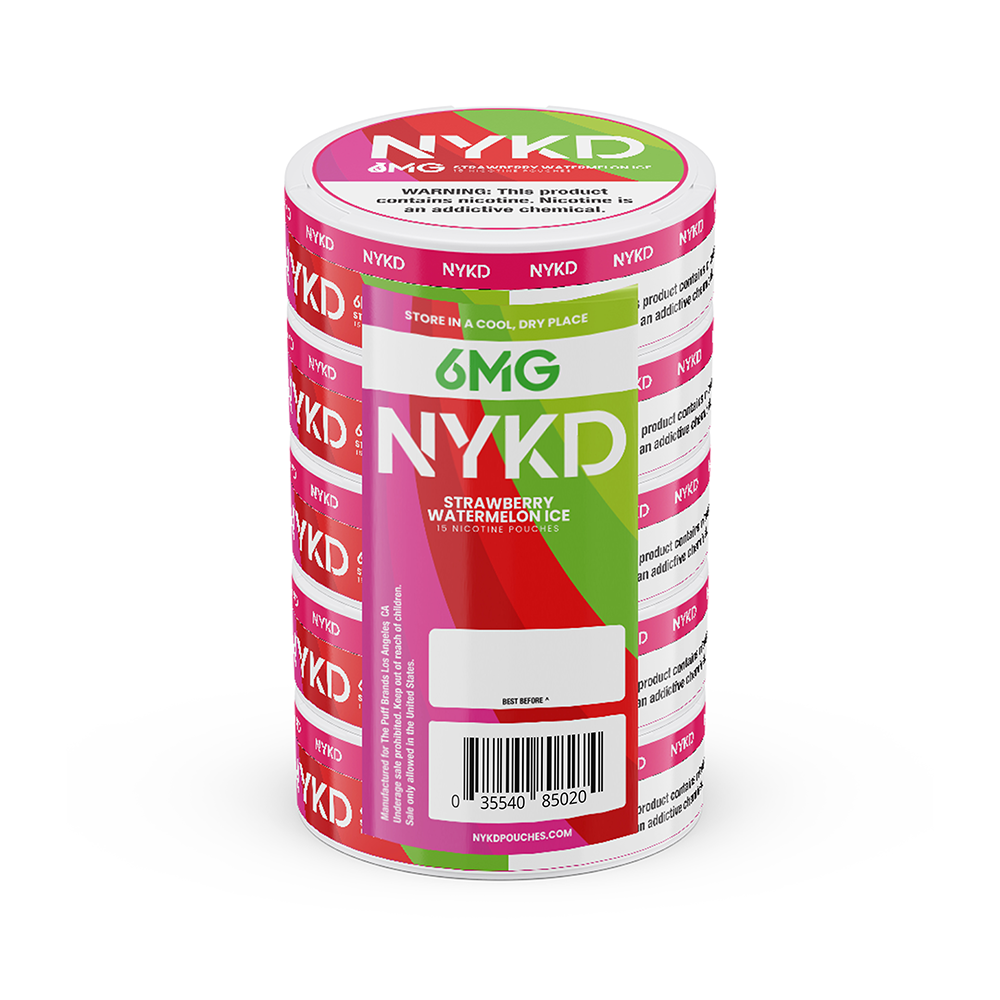 NYKD Nicotine Pouch 3-12mg x20 Pouch (5 Pack) Strawberry Watermelon Ice 6mg