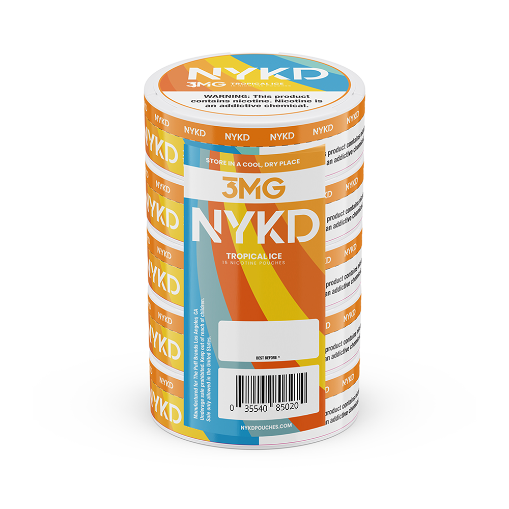 NYKD Nicotine Pouch 3-12mg x20 Pouch (5 Pack) Tropical Ice 3mg