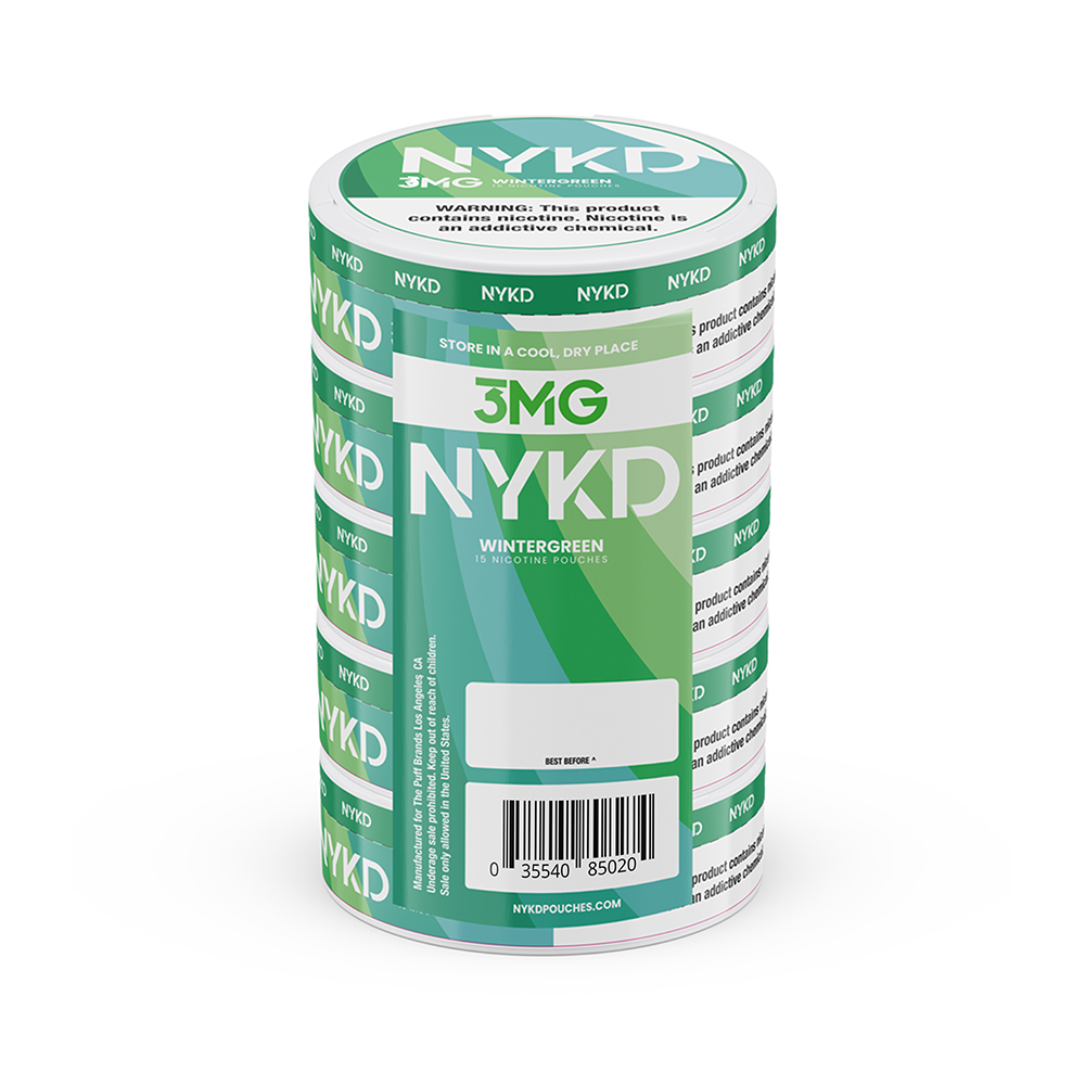 NYKD Nicotine Pouch 3-12mg x20 Pouch (5 Pack) Wintergreen 3mg