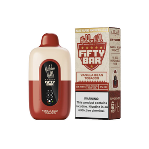 Fifty Bar 20K Hidden Hills Disposable Vanilla Bean Tobacco with packaging