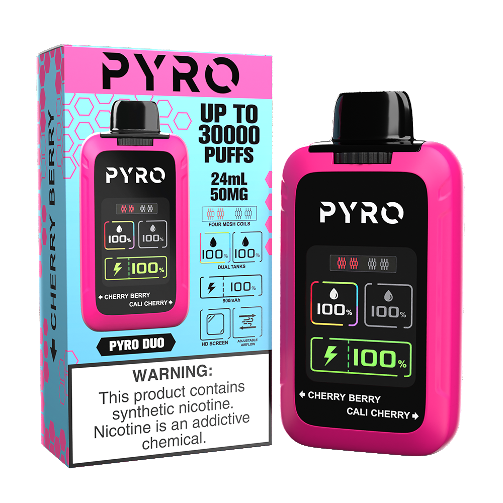 Pyro DUO Disposable Cherry Berry/Cali Cherry with packaging